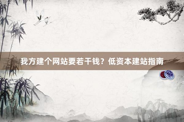 我方建个网站要若干钱？低资本建站指南