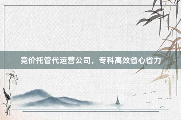 竞价托管代运营公司，专科高效省心省力